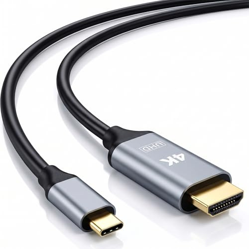 QGECEN USB C to HDMI Cable 2m, 4K@30Hz, Type C to HDMI Adapter | Thunderbolt 3/4/5 compatible, aluminium shell, gold-plated; MacBook Pro M5/M4/M3, iPhone 17/16/15, Galaxy S26/S25, Steam Deck