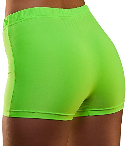 Wicked Costumes Adult Unisex 80s Hot Pants Fancy Dress – Neon Green Retro Disco Shorts Festival Rave Party Outfit - M/L (UK 12-16)
