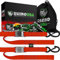 Rhino USA Motorrad Spanngurte mit Haken - 2er Pack - 1000kg Bruchfestigkeit - Stahl Schloss Spanngurt Set mit Schlaufen - Transportsicherung - Motorrad Transport - Rot