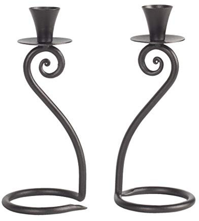 RTZEN Decorative Taper Candle Holders - Modern Wrought Iron Heart Shaped Large Farmhouse Candlestick Holders Stand 2 Pack Set - Black Tall Candle Holder for Table Centerpieces at Home or Events