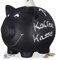 3X Sparschwein, zum Beschriften, Keramik, Kreide, Hochzeit, Geburtstag, Taufe, Spardose, HxBxT: 14 x 17 x 13 cm, schwarz