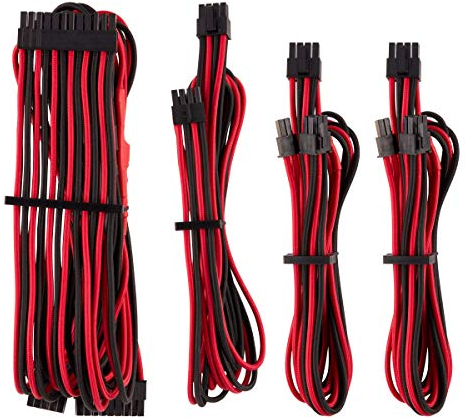 Corsair - Kit de Inicio (Cables para alimentadores protegidos de forma Individual con revestimiento Type 4 Gen 4 Premium), Rojo/Negro