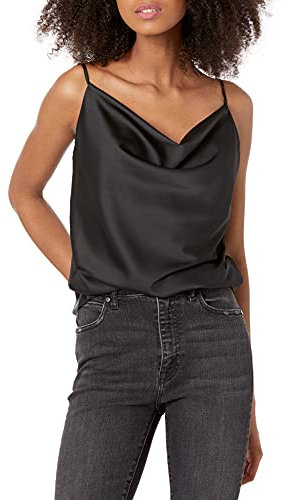 The Drop Christy Cowl - Maglia Elasticizzata In Seta Donna, Nero, XXS