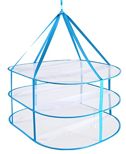 FADDR Séchoir à linge pliable pour pulls, maille pliable à 3 niveaux, séchoir à linge portable à suspendre (bleu)