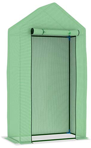 vidaXL Gewächshaus mit Stahlrahmen 1 Tür Pflanzenhaus Treibhaus Tomatenhaus Garten Foliengewächshaus Folienzelt Frühbeet 0,5m² 1x0,5x1,9m