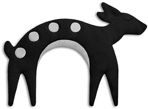 Leschi WÄRMEKISSEN löst Schulter- und Nacken-Verspannungen/für Mikrowelle und Ofen/Körnerkissen für Damen, Kinder und Babys/Rehkitz Flora, schwarz grau