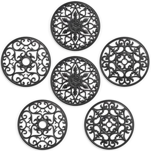 SMARTAKE 6 Set Silicone Trivet Mats for Hot Dishes Pots and Pans (Black)