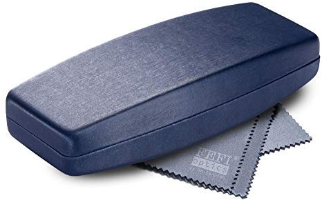 FEFI - Grosses Hardcase Brillenetui in Seiden-Optik - Größe L (Nachtblau)