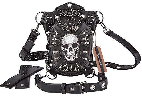 Chikencall® Halloween Gothic Steampunk Gürteltasche Drop Bein Arm Tasche Hüfttasche Schultergürteltaschen Geldbörse Beuteltasche (Rose-Skull)