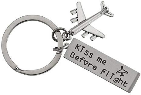 DonJordi Schlüsselanhänger aus Metall KISS ME BEFORE FLIGHT - Für alle Piloten, Flugbegleiter und Reisefreunde