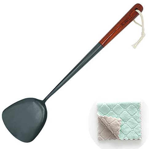 Spatule traditionnelle pour wok, chef asiatique en fer martelé à la main, Chuan et manche en palissandre