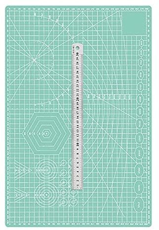 TEN-HIGH A3 Selbstheilende Schneidematte,Hellgrün 2mm dick,Bastelunterlage 45cm x 30cm,mit Stahllineal