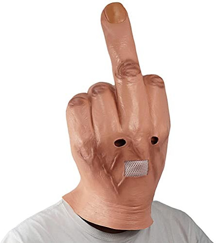 DUCUT Mittelfinger Maske,Gruselige Finger Maske,Halloween Creepy Fingers Kopfbedeckung Neuheit Mittelfinger Party Kopfbedeckung Helm Halloween Kostüm Latex Full Head Face Cover
