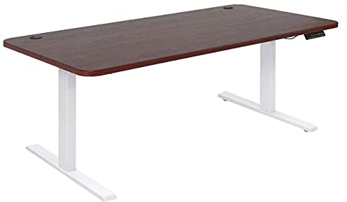 Mendler Schreibtisch HWC-D40, Computertisch, elektrisch höhenverstellbar 160x80cm 53kg MVG - Kirsch-Dekor, weiß