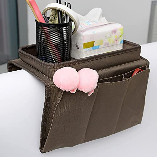 Sofa Armlehne Organizer Faltbar Sofa Butler mit Tablett Caddy Tasche Couch Sessel TV Fernbedienung Halter Hängen Sofatablett Couch Aufbewahrungstasche für Snacks, Getränke, Magazin, Handy iPad