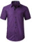 HISDERN Chemise à Manches Courtes pour Hommes Violette décontractée d'été Chemise Classique à Coupe régulière avec Poches, Violet,XL