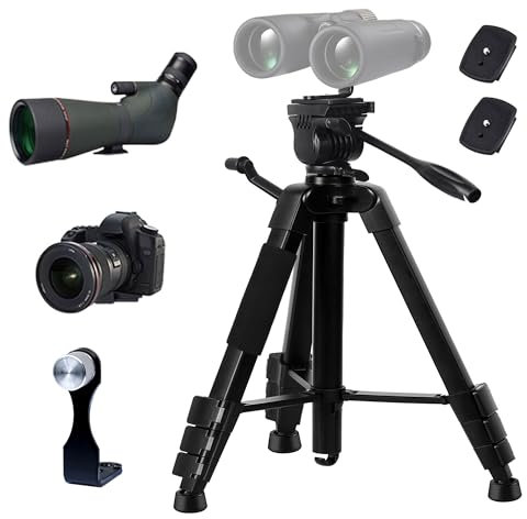 LCNCY Tripod for Camera and Phone, 60 iPhone Tripod with Remote, Lightweight Travel Video Shooting Tripod, Telescope Binocular Tripod, Compatible with DSLR Gopro iPad Camcorder Spotting Scope Webcam