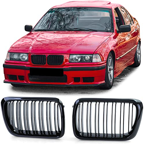 Doppelsteg Kühlergrill Performance Schwarz Glanz für 3er BMW E36 1996-1999