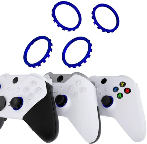 eXtremeRate Thumbsticks Akzentringe für Xbox One Elite, für Xbox Elite Series 2/2-Core Controller, Ersatz Accent-Ringe Schutz Sticks Zentrierringe für Xbox Series X/S ASR Version Shell-Chrome Blau