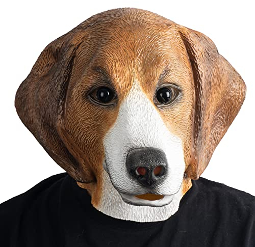 CreepyParty Beagle Hund Maske Tier Latex Vollkopf Realistische Masken für Halloween Karneval Kostüm Party Parade