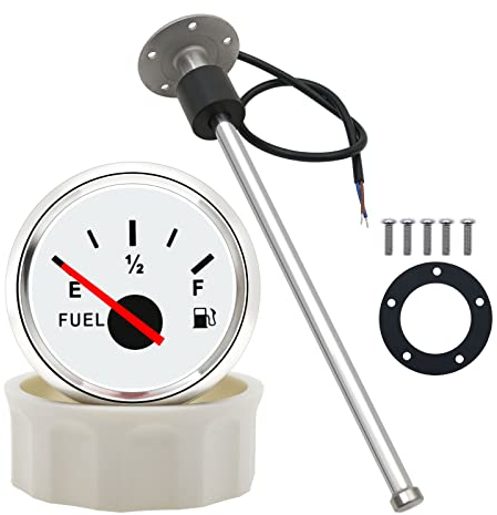 KAOLALI Fuel Level Sensor with Fuel Gauge, Boat Fuel Sender Fuel Water Level Sensor Stainless Steel Fuel Tank Sending Unit Fit for Fuel Gauge 0-190 ohms 400MM for RVs Boats
