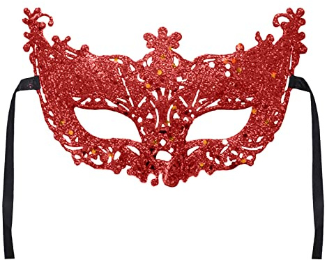 REYYOISKA Venezianische Maske Schwarz für Halloween Karneval Party Kostüm Ball Verkleidung - Damen und Herren (Rot, One Size)