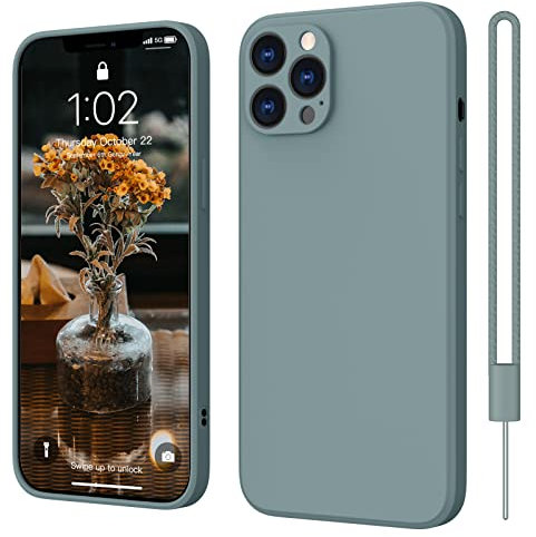 ElestBela iPhone 12 Pro Hülle Silikon, Hanyhülle iPhone 12 Pro Ultra Dünn Slim mit Microfiber, Kratzfeste Rundumschutz Case Schutzhülle Hülle für iPhone 12 Pro 6.1'' Kühl Grau