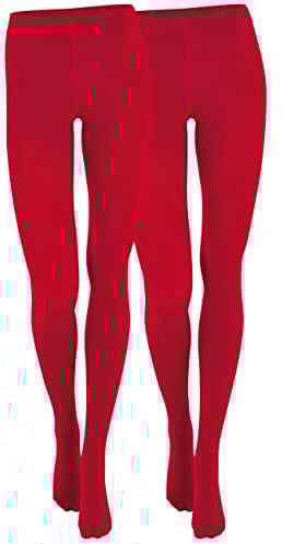 Yenita Collant termici da donna con pile (confezione da 2/4 pezzi) caldi, colore nero, marrone, rosso, blu, 2 pz - Rosso, XL-XXL