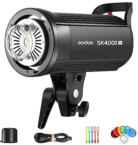 GODOX SK400IIV Professional Studio Strobe Flash LED Studioblitz Videolicht Bowens Mount Blitzgeräte Kit,400W,2.4G Wireless X System,5600±200K,LED Modeling Lamp für Studio (SK400II Upgraded)