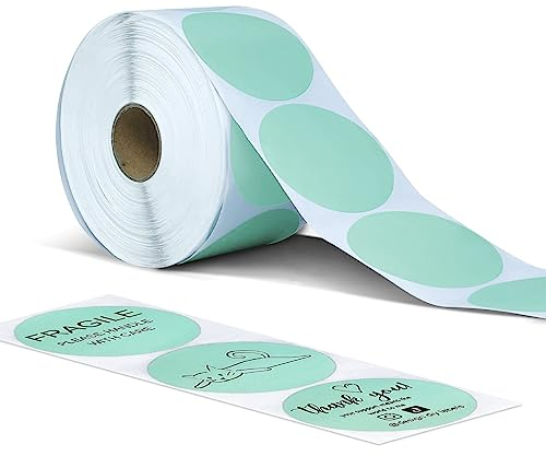 Hotlabel 2 Runde Etiketten Selbstklebend Rolle-Versandetiketten 800 Etiketten Kreis Thermodirekt Etiketten für DIY-Logo-Design QR-Code Namensschild Adressetiketten Haushaltsetiketten (blasses Grün)