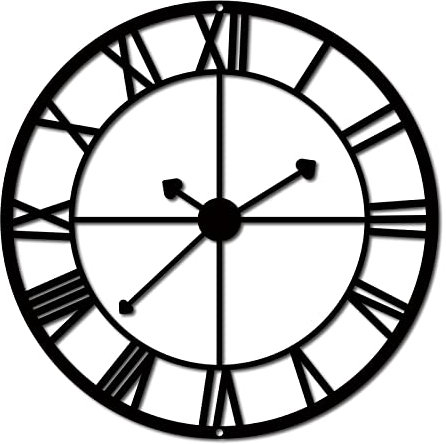 CREATCABIN Uhr Metall Wandkunst Dekor Schwarz Wandschilder Eisen Hängende Metallornament Skulptur Für Balkon Garten Zuhause Wohnzimmer Küche Schlafzimmer Dekoration Outdoor Büro Geschenke 30x30cm