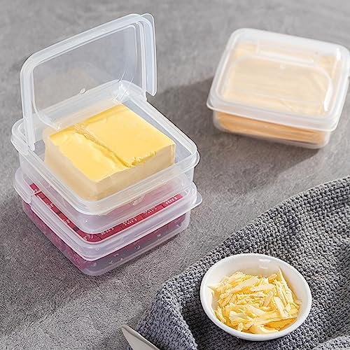 SHZMJL 3Pcs Sliced Cheese Container for Fridge With Flip Lid,Stackable Food Storage Organizer for Fridge, Butter Block Cheese Slice Storage Box,Vegetable and Fruit Fresh-Keeping Box