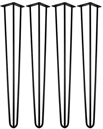 TRY-YEAN 28 Pieds de Table en Épingle à Cheveux, 4 PCS Pied de Table Metal, Noirs Pieds de Meubles pour Créer Table Basse, Manger, Bureau (72 cm)