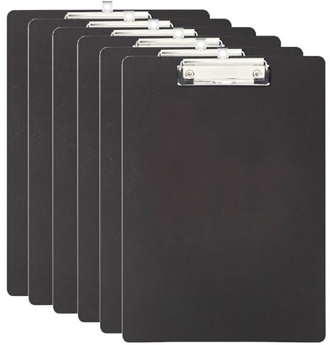 Porte-bloc A4 avec Pince, 6 Pièces Clip Planches pour Bureau, Salle de Classe, le Restaurant - Noir