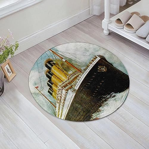 AOKLEY Teppich rund 60 cm,badematte rutschfest Suike Luxury Vintage Ocean Rms Titanic Weich Kurzflor Teppiche für Eingangsbereich Innen Dusche Zimmer Kinderzimmer Schlafzimmer