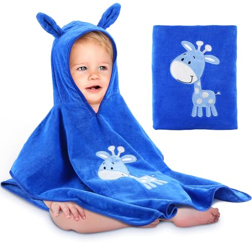 Yosemy Baby Handtuch Kapuze 100% Baumwolle - Oeko TEX - Kapuzenhandtuch Badeponcho Kinder Babyhandtuch mit Kapuze Weich & Super Saugfähig 0-3 Jahre-Giraffen