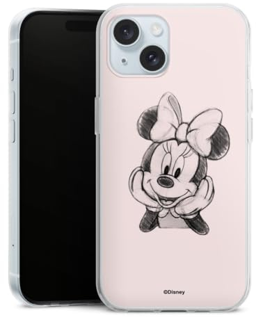 DeinDesign Silikon Hülle kompatibel mit Apple iPhone 15 Case transparent Handyhülle Minnie Mouse Offizielles Lizenzprodukt Disney