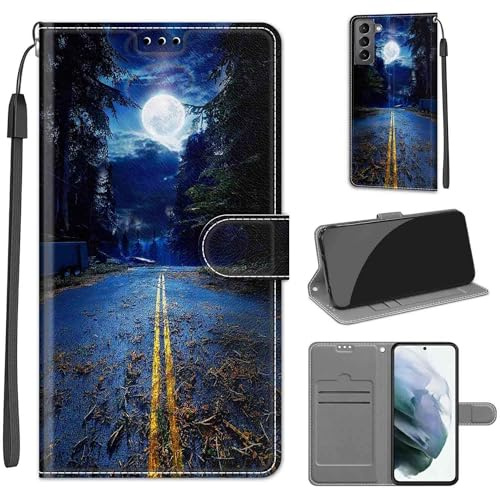 Handyhülle für Samsung Galaxy S22, Mond | Premium Leder Flip, Klappbar, Stoßfest, Magnetisch, Standfunktion, Kartenfächer, Wallet Handyhülle