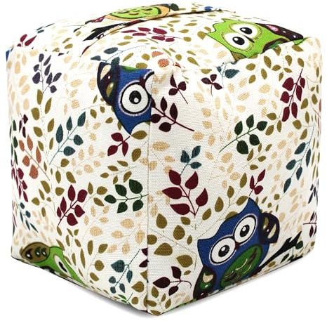 CERAYOU Decorative Weighted Door Stopper, Fabric Door Stop with Handle, Square Cube Heavy Duty Door Floor Stop Wall Protectors for Home Office Bedroom Living Room Exterior Doors, Owl
