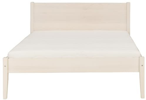Meble Doktór Holzbett - Bett aus Kiefernholz – Presto 160x200 cm – Bettgestell mit Rahmen – Holzmöbel – 100% Naturholz - Massivholzbett – Solide Verarbeitung - Weiß gebeizt