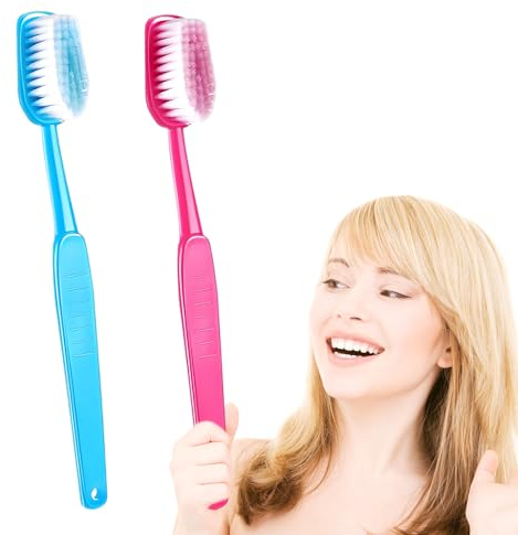 Riesige Zahnbürsten-Requisiten, übergroße Gag-Badebürsten, riesiger Comedy-Artikel für Kostümzubehör, Fotoshootings, Partygeschenke, Haustierpflege, Rot und Blau, 2 Stück