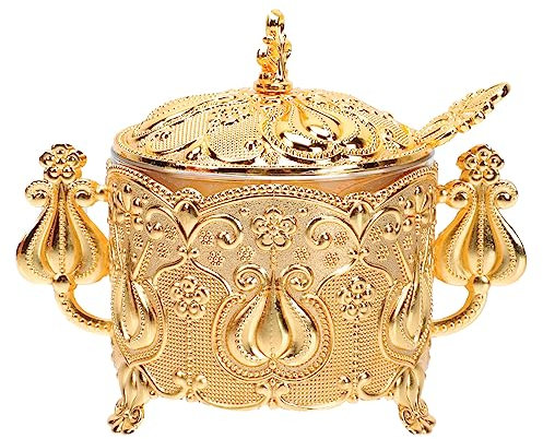 MAGICLULU Azucarero Metálico Con Cuchara Diseño Europeo Zinc Decorativo Para Cocina 1 Adecuado Para Azúcar y Especias