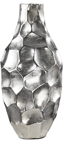 Riess Ambiente Elegante Vase Organic Orient 45cm Silber Hammerschlag Design, dekorative Vase für Dein Wohnzimmer, Trockenblumenvase, Dekovase, Deko
