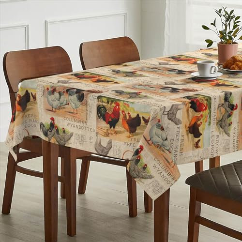 Tischdecke Stoff abwaschbar Tischtuch Tafeldecke pflegeleicht Lotuseffekt schmutz- & wasserabweisend für Indoor Outdoor Tischdecke 200x140cm Schnittkante Bauernhof