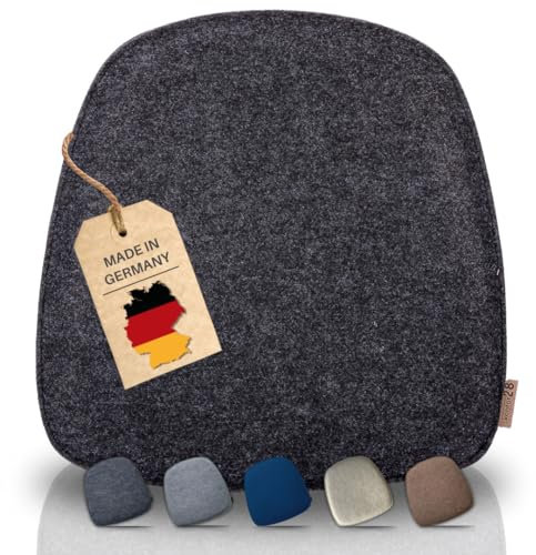 kontor28® - Sitzkissen Filz handgefertigt Made IN Germany | Sitzkissen Stuhl 39x40 cm aus rPET-Filz extra weiche und robuste Polsterung | Sitzauflage Stuhl für In- und Outdoor | anthrazit 8er-Set