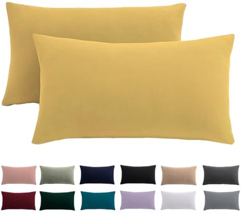 Kissenbezug 40 x 80 2er Set - Kopfkissenbezug 40x80 Gelb Für Kissen 100% Mikrofaser Kissenhülle Bügelfrei & Knitterfrei mit Reißverschluss