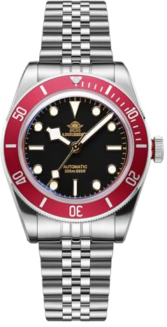 ADDIESDIVE automatik herrenuhr BGW9 Leuchtend NH35A analoge Uhr Edelstahl Herrenuhr AD2043 Schwarz