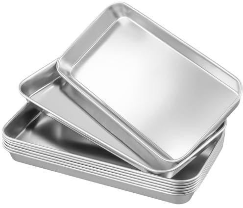 HEIHAK 8 PCS Metal Medical Trays, Stainless Steel Dental Tray Rectangular Small Lab Supplies Tray for Dental Tool Instrument Storage, Bathroom Organize, Kitchen Tool Trays 22.5x11.7x2cm