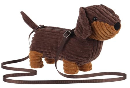 Apricot Lamb Hund dachshund dackel geformte Umhängetasche Plüsch Geldbörse für Erwachsene und Teenager Mädchen, Plüschtier Umhängetasche in Tierform, Kinder Mode Handtaschen, 33 cm