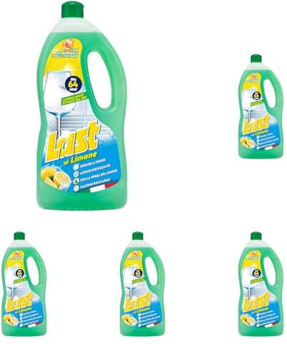 Lastal Limone, Detrersivo Piatti, Sgrassa a Fondo, Azione Igieinizzante, Forza del Limone, Con Vitamina E per le Mani, Flacone Riciclabile - 950 ml (Confezione da 5)